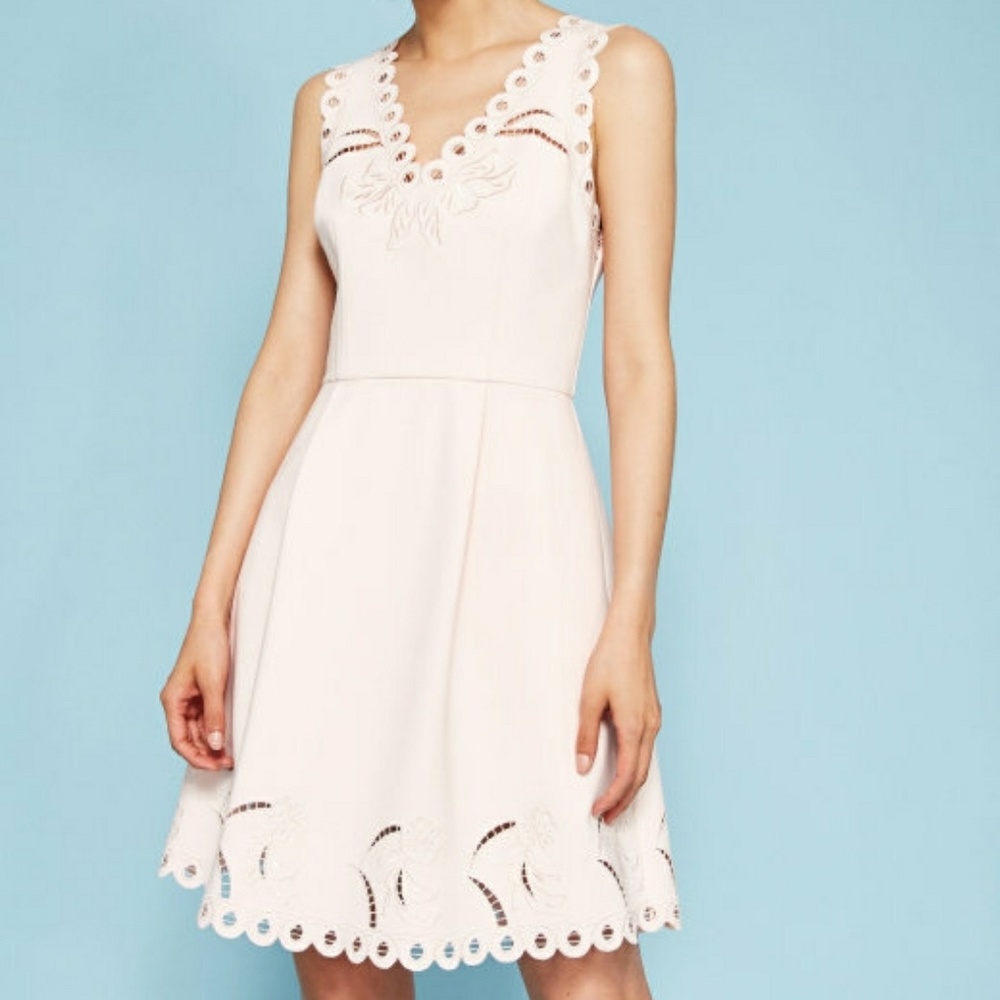 Ted Baker Emalise Pink Embroidered Skater Dress, 4